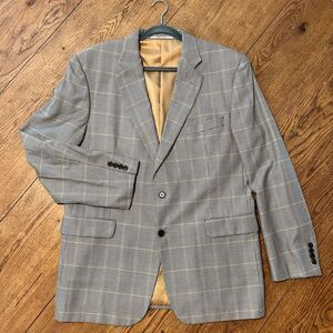 Burberry London Men's Kensington Wool/Silk Blend 2 Button Blazer Houndstooth 44R